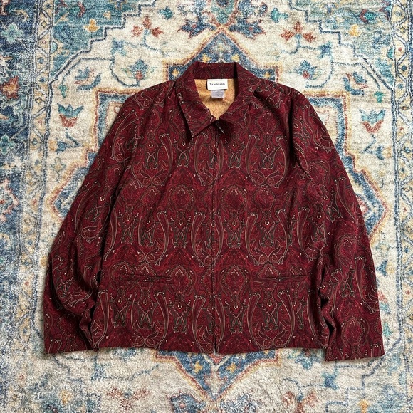 Vintage Tradition Paisley Zip-up Light Jacket Large - Picture 1 of 4